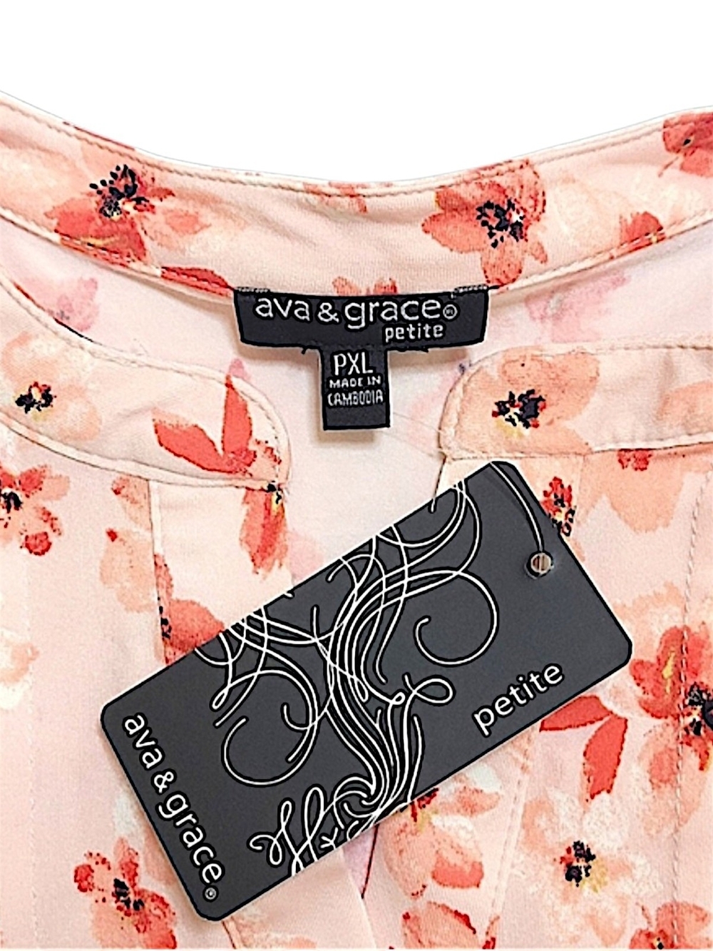 Ava & Grace Floral Pink Sleeveless Stand-up Collar Top Size PXL - Picture 4 of 8